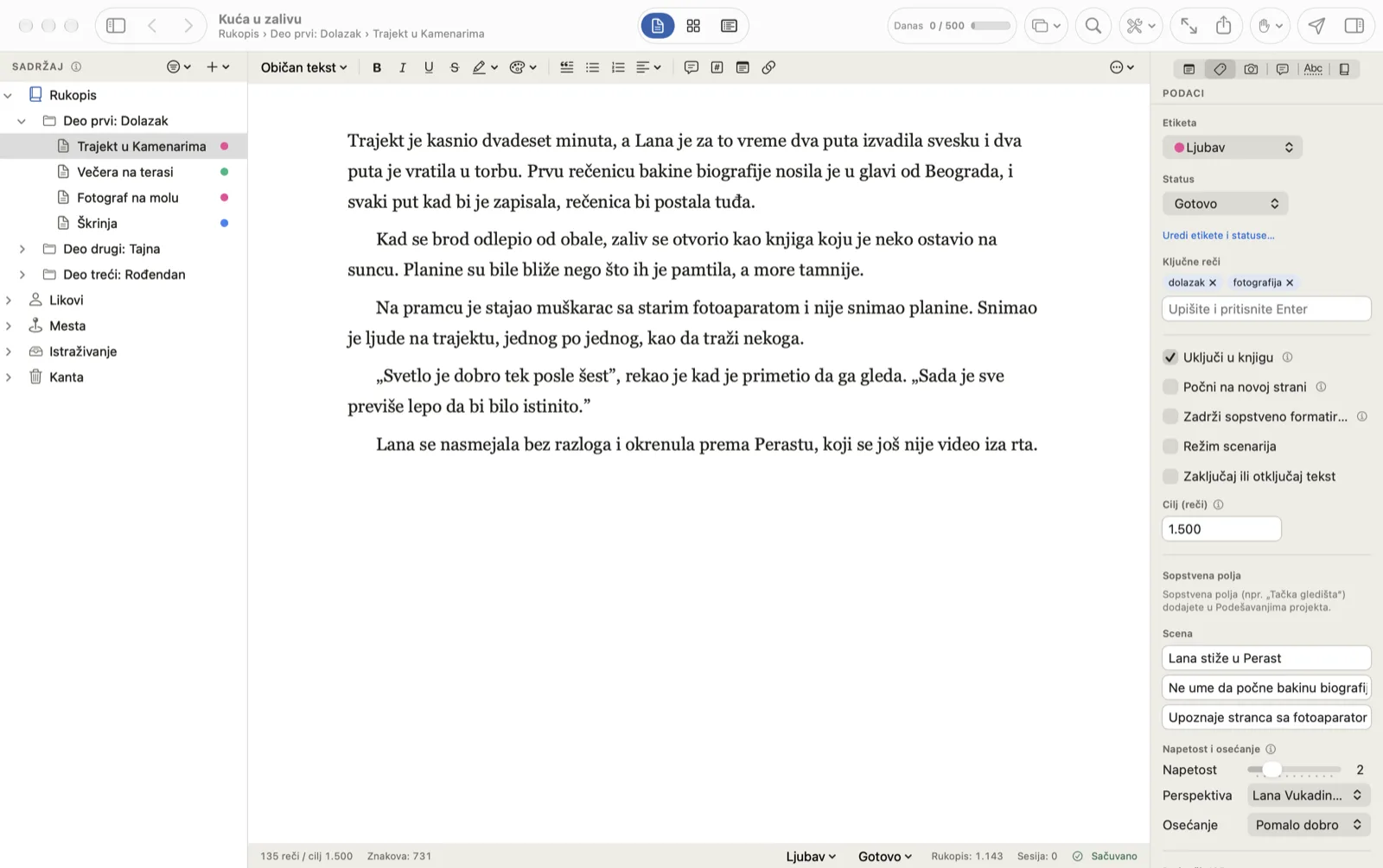 Editor sa otvorenim menijem stilova pasusa: običan tekst, naslovi, citat, stih