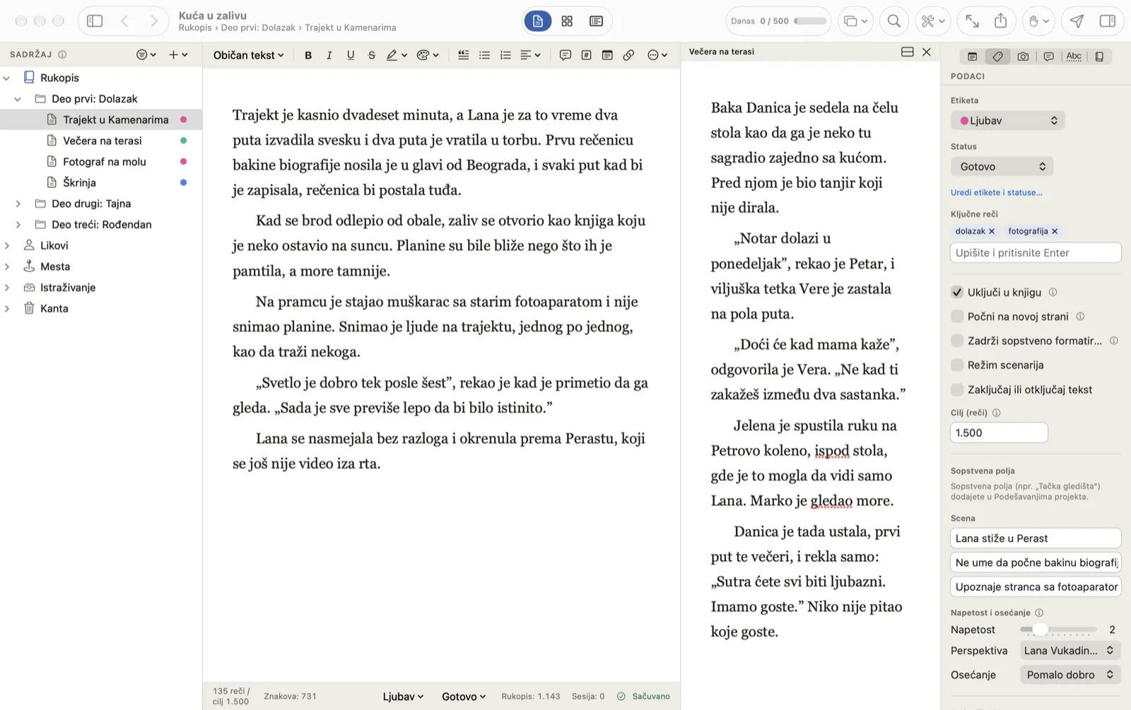 Podeljen editor: dve scene jedna pored druge